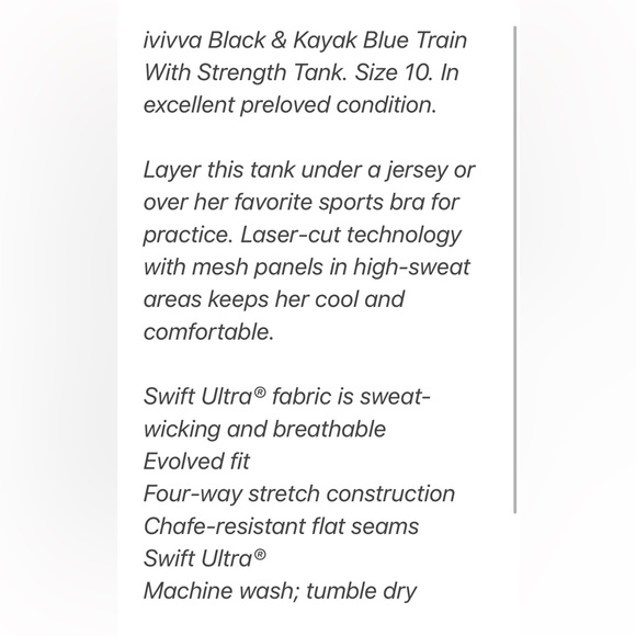 ivivva Black & Kayak Blue Train With Strength Tank - Picture 11 of 11